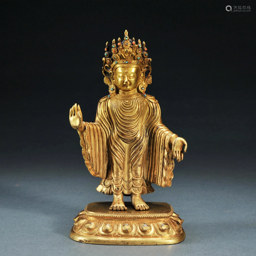 A Gilt-Bronze Standing