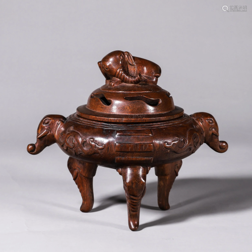 A Carved Bamboo Tripod Censer