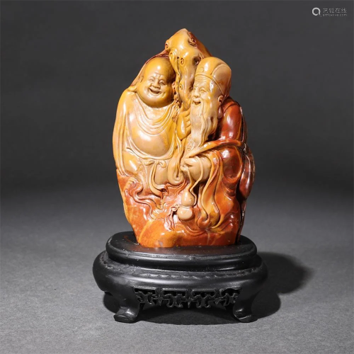 Carved Shoushan Two Immortals