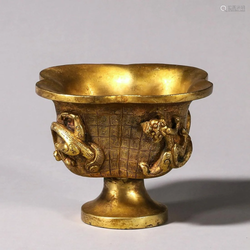 A Gilt-Bronze Lobed Steam Cup