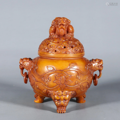A Carved Tianhuang Beast Censer