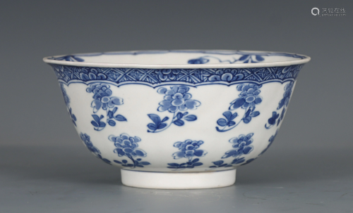 A Blue and White Floral Bowl
