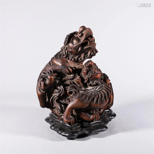 A Carved Chenxiang Beasts Group Censer