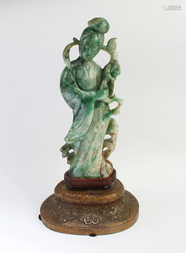 Chinese Carved Jade Guanyin Statue