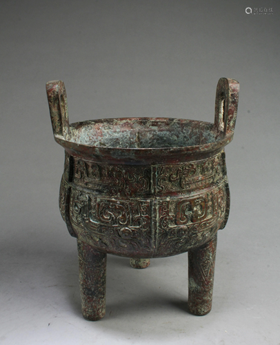 A Bronze Tripod Censer With Twin Handles