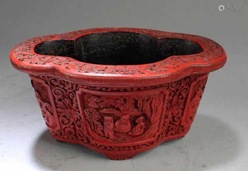 Antique Chinese Cinnabar Lacquer Container