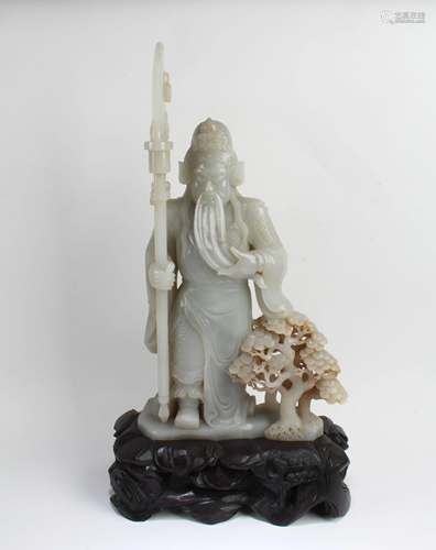 Chinese Jade Guanyu Statue