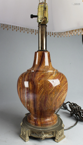 Chinese Stone Carved Table Lamp