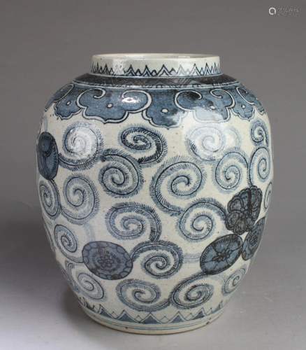 A Korean Blue & White Porcelain Jar