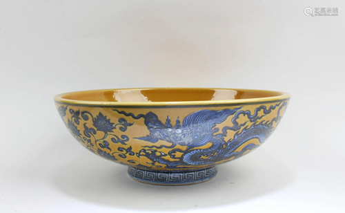 Chinese Famille Jaune Porcelain Bowl