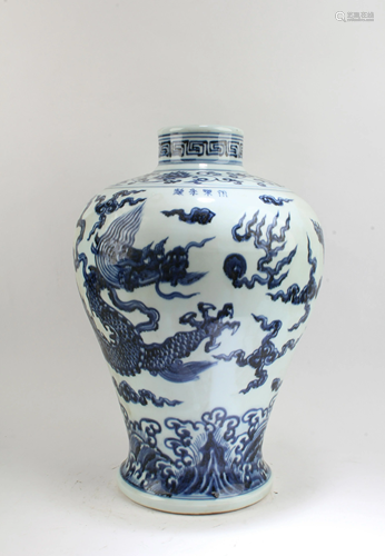 Chinese Blue & White Meiping Vase