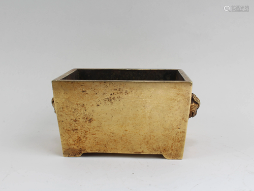 Chinese Bronze Rectangular Shaped Censer