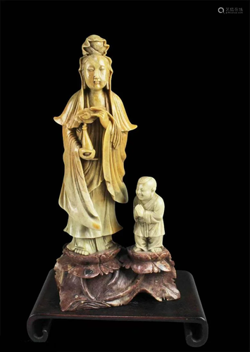 Chinese Soapstone Guanyin Statue