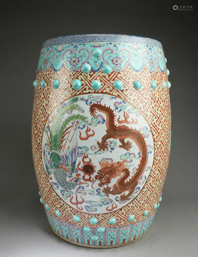 Chinese Famille Rose Porcelain Garden Stool