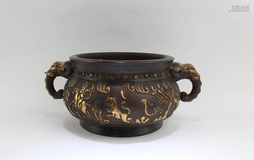 Chinese Gilt Bronze Censer