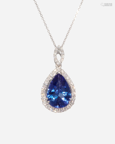 A tanzanite and diamond pendant necklace