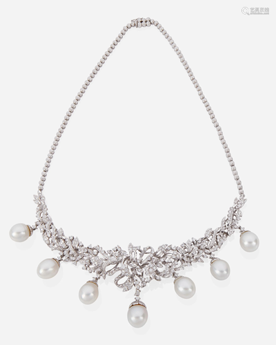 A diamond and South Sea cultured pearl necklace