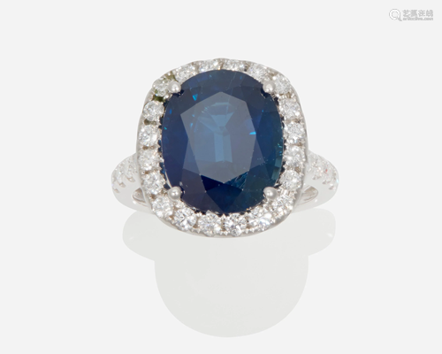 A sapphire and diamond ring