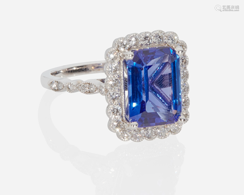 A tanzanite and diamond ring