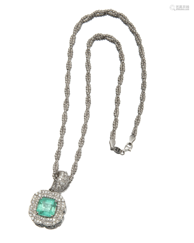 A Colombian emerald and diamond necklace