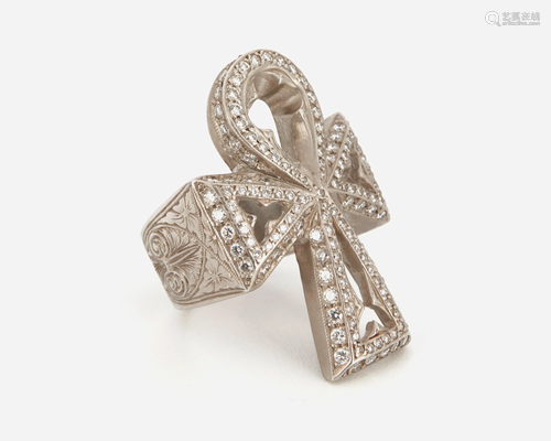 A Loree Rodkin diamond Ankh ring