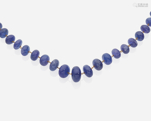 A graduated tanzanite bead necklace