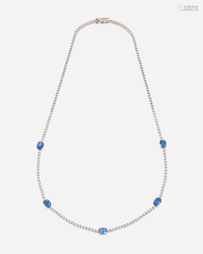 A sapphire and diamond necklace