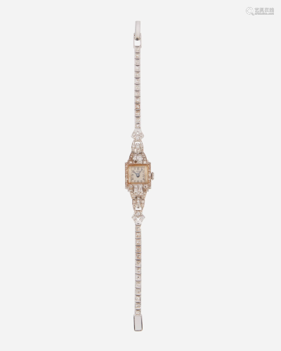 A Pery Art Deco platinum & diamond wristwatch