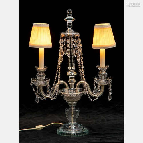 A Cut Crystal Two Arm Electrified Candelabra, 20th