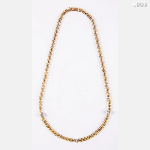 A 14kt Yellow Gold and Diamond Necklace,