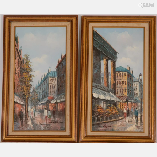 Henri Rodgers (20th Century), Two Paris Street Scenes,