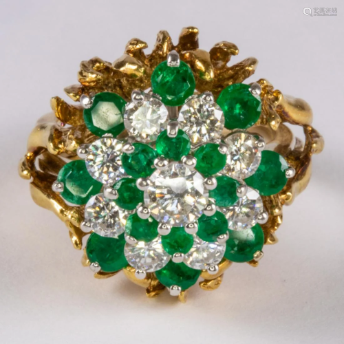 An 18kt White and Yellow Gold Diamond and Emerald