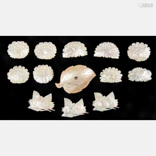 A Collection of Carved Mother of Pearl Shells, 20th