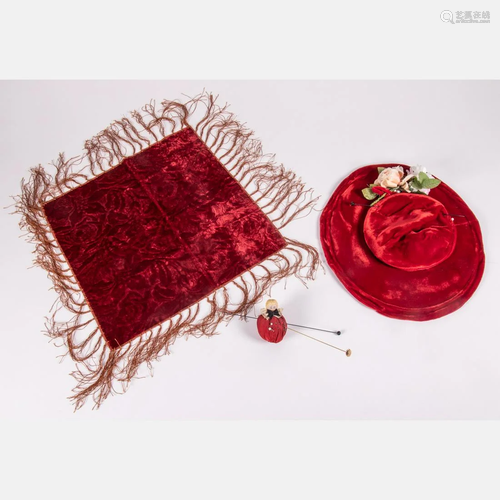 A Red Velvet Ladies Hat, 19th/20th Century,