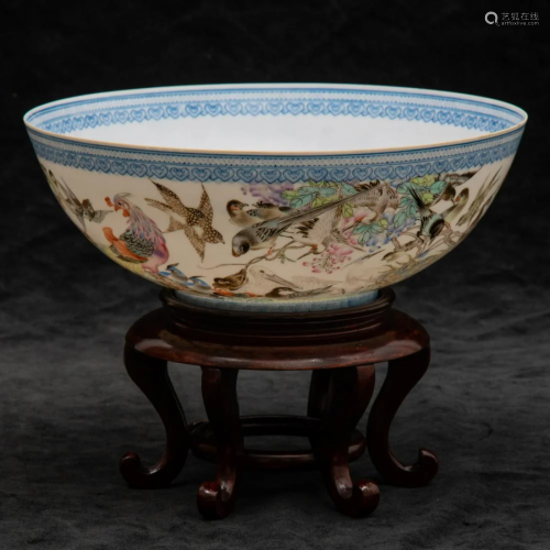 A Chinese Eggshell Porcelain Bowl, 20th Century,