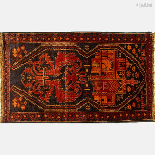 A Persian Balouch Wool Rug, 20th Century.