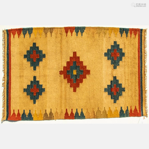 A Persian Kurdish Kilim Wool Rug, 20th Century.