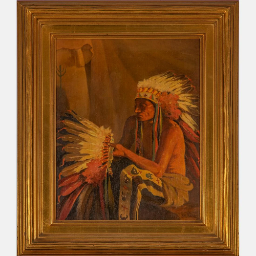 Joseph Henry Sharp (American, 1859-1953) War Bonnet