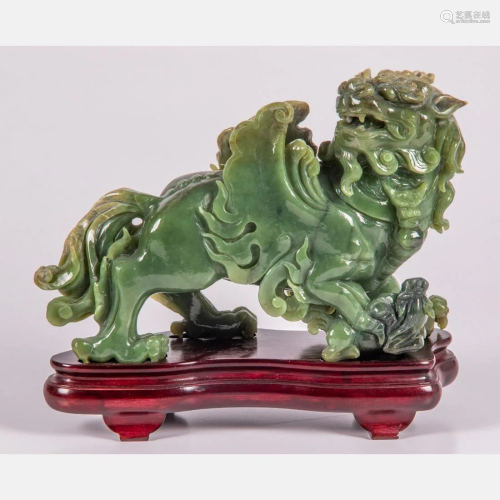 A Chinese Carved Jade Pixiu, 20th Century,