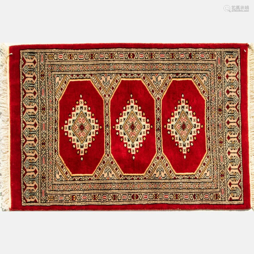 A Pakistani Bokara Turkoman Silk Rug, 21st Century.