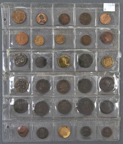 Thirty, mainly George III, base metal coins and tokens, seve...