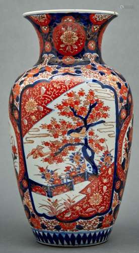 A Japanese Imari baluster vase, early 20th c, the body with ...