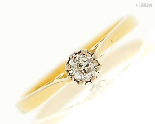 A diamond solitaire ring, the old cut diamond of approximate...