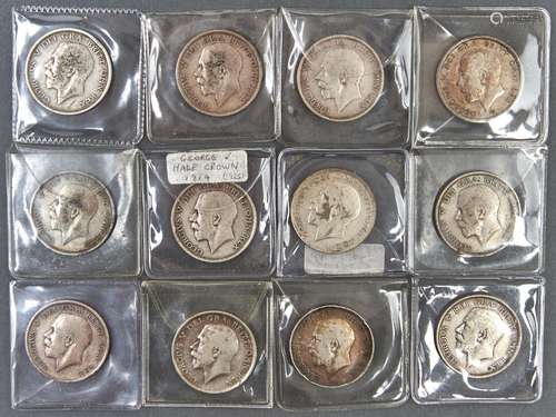 United Kingdom silver coins. Half crown 1911, 1913, 1914, 19...