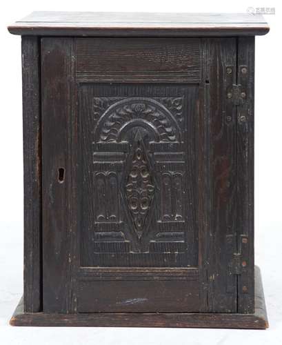 A joined oak cupboard, 19th / early 20th c, in late 17th c E...