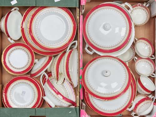 A Royal Worcester regency pattern bone china dinner service,...
