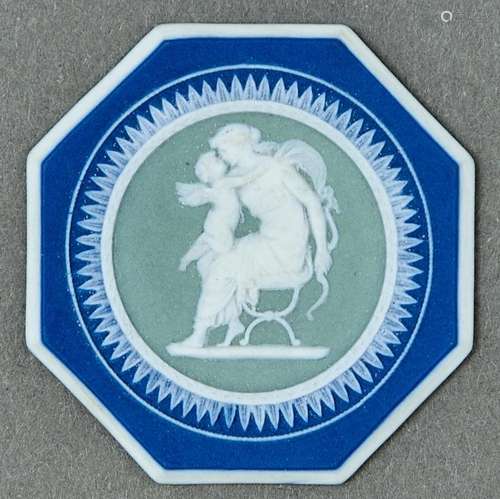 A Wedgwood octagonal three colour jasper cameo, c1880, with ...