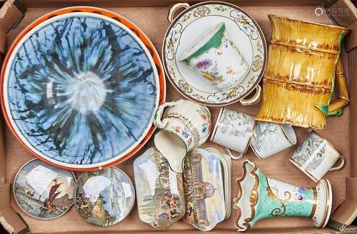 Miscellaneous ceramics, including pot lids, majolica jug, co...