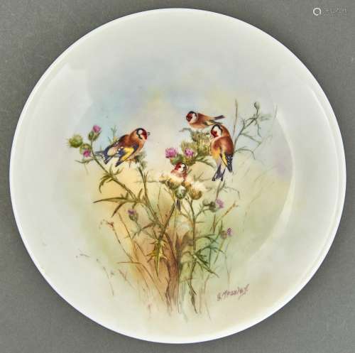 An outside decorated plate, probably Royal Worcester, c1919-...