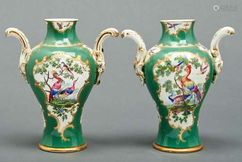 A pair of Worcester vases, the porcelain c1770, the decorati...